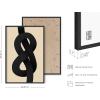 imageHAUS AND HUES Black and White Abstract Art Prints Mid Century Modern Wall Decor Black Abstract Wall Art Black and White Mid Century Modern Poster Black Abstract Art Shapes Beige Framed 12x16Black Knot