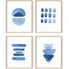 imageHAUS AND HUES Geometric Wall Art Prints Set  Abstract Wall Art Set of 4 Modern Wall Decor Modern Abstract Art Posters Contemporary Wall Art Dorm Decor Blue Aesthetic Small Art Beige Frame 16x20Abstract Blue