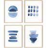imageHAUS AND HUES Geometric Wall Art Prints Set  Abstract Wall Art Set of 4 Modern Wall Decor Modern Abstract Art Posters Contemporary Wall Art Dorm Decor Blue Aesthetic Small Art Beige Frame 16x20Abstract Blue