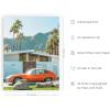 imageHAUS AND HUES Summer Ocean Surf Poster  Coastal Surboard Scene Wall Art  Made in the USA  Unframed 12x16 Aerial SurfVintage Car