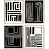imageHAUS AND HUES Wall Art  Set of 4 Geometric BampampW Framed Posters  Modern Office Art Decor Abstract Shapes SemiGloss Finish 8x10 Inches Black FramedMaze Set of 4