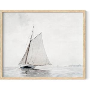 imageHAUS AND HUES Beach Scene Wall Art  Art Prints Wall Decor Vintage Art Paintings for Stylish Wall Decor in Bedrooms Living Rooms and Bathrooms 8x10 UnframedYacht