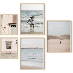 imageHAUS AND HUES Black Frames for Gallery Wall  Set of 6 Picture Collage Frames for Wall picture Frame Sets for Wall Collage Gallery Wall Frame Set Two 8x10 Two 11x14 Two 12x16 Framed BlackNatural