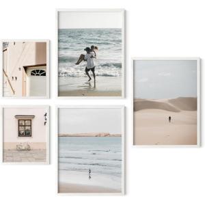 imageHAUS AND HUES Black Frames for Gallery Wall  Set of 6 Picture Collage Frames for Wall picture Frame Sets for Wall Collage Gallery Wall Frame Set Two 8x10 Two 11x14 Two 12x16 Framed BlackWhite
