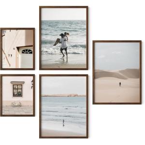 imageHAUS AND HUES Black Frames for Gallery Wall  Set of 6 Picture Collage Frames for Wall picture Frame Sets for Wall Collage Gallery Wall Frame Set Two 8x10 Two 11x14 Two 12x16 Framed BlackWalnut