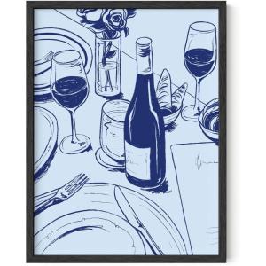 imageHAUS AND HUES Coastal Vibes  Beach Wall Art and Surfing Poster  Ocean Decor for Dorms Seascape Wall Art for Surf Enthusiasts Beige Frame 12x16Dinner Party