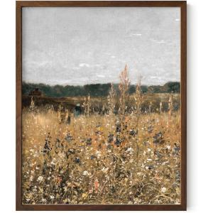 imageHAUS AND HUES Country Pictures for Wall  Framed Artwork Vintage Charm Coastal Farmhouse Wall Decor Enckell Art Print 8x10 Framed WalnutField