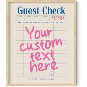 imageHaus and Hues Custom Guest Check Wall Poster  Customize a Trendy Guest Check Print by Uploading Your Own Text Perfect Aesthetic for Apartment College Dorm and Bedroom  Made in the USA With FrameUnframed