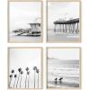 imageHAUS AND HUES Beach Posters  Set of 6 Beach Art Prints Coastal Wall Art Beige Frame 16x20Black and White