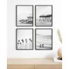 imageHAUS AND HUES Beach Posters  Set of 6 Beach Art Prints Coastal Wall Art Beige Frame 16x20Black and White