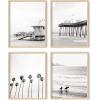 imageHAUS AND HUES Beach Posters  Set of 6 Beach Art Prints Coastal Wall Art Beige Frame 16x20Black and White