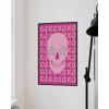 imageHAUS AND HUES Pink Posters Preppy Poster  Pink Posters for Room Aesthetic Preppy Paintings Dorm Wall Art for College Girls Cutesy Wall Decor Beige Frame 12x16Glam Skull