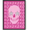 imageHAUS AND HUES Pink Posters Preppy Poster  Pink Posters for Room Aesthetic Preppy Paintings Dorm Wall Art for College Girls Cutesy Wall Decor Beige Frame 12x16Glam Skull