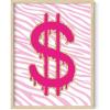 imageHAUS AND HUES Pink Posters Preppy Poster  Pink Posters for Room Aesthetic Preppy Paintings Dorm Wall Art for College Girls Cutesy Wall Decor Beige Frame 12x16Glam Money Sign