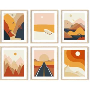 imageHAUS AND HUES Desert Succulent Wall Art ampamp Botanical Prints Set of 6 Botanical Art Set ampamp Cactus Art Print Desert Wall Art Beige Frame 8x10Abstract Desert