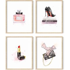 imageHAUS AND HUES Glam Luxury Sketch Daisy Jones Wall Art Set of 4 Unframed 16x20 Linen Art Prints for BedroomLuxury Sketches