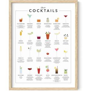 imageRipGrip Coffee Art Print  Cafe Shop and Coffee Bar Decor College Dorm Poster Room Wall Art for Girls Kitchen and Apartment Aesthetic Artwork Beige Frame 16x20Cocktail