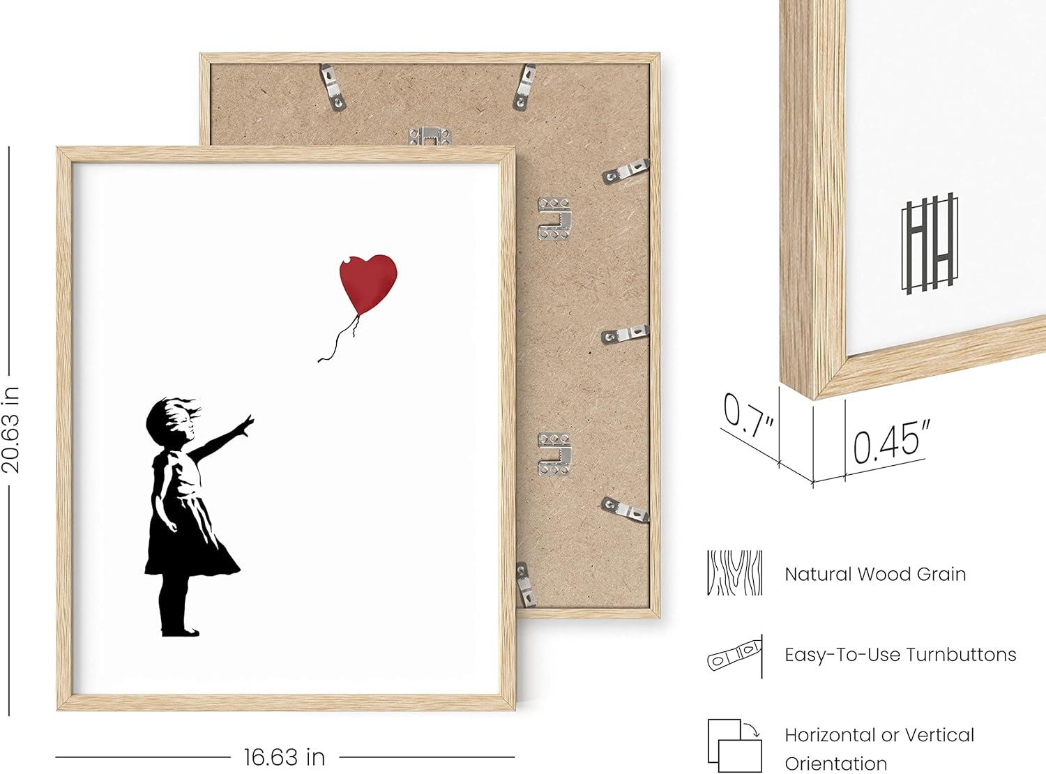 imageHAUS AND HUES Colorful Rain Graffiti Banksy Print  Street Art Wall Poster Ideal for Home and College Dorm Decor Beige Frame 24x36Banksy Girl With a Balloon