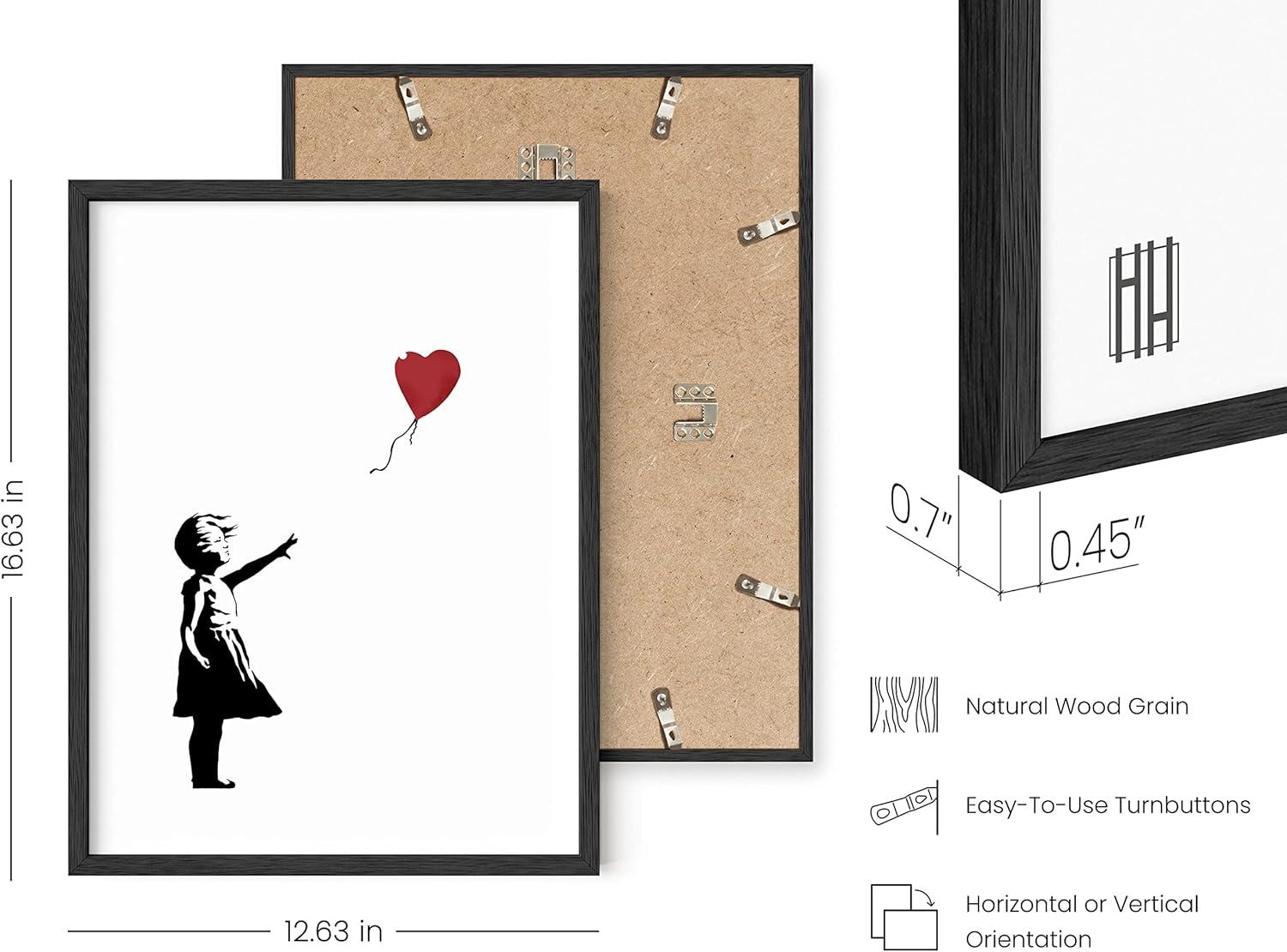 imageHAUS AND HUES Colorful Rain Graffiti Banksy Print  Street Art Wall Poster Ideal for Home and College Dorm Decor Beige Frame 24x36Banksy Girl With a Balloon