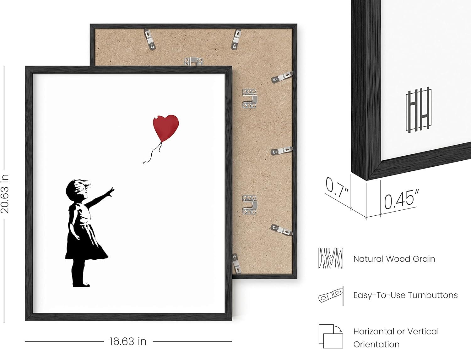 imageHAUS AND HUES Colorful Rain Graffiti Banksy Print  Street Art Wall Poster Ideal for Home and College Dorm Decor Beige Frame 24x36Banksy Girl With a Balloon