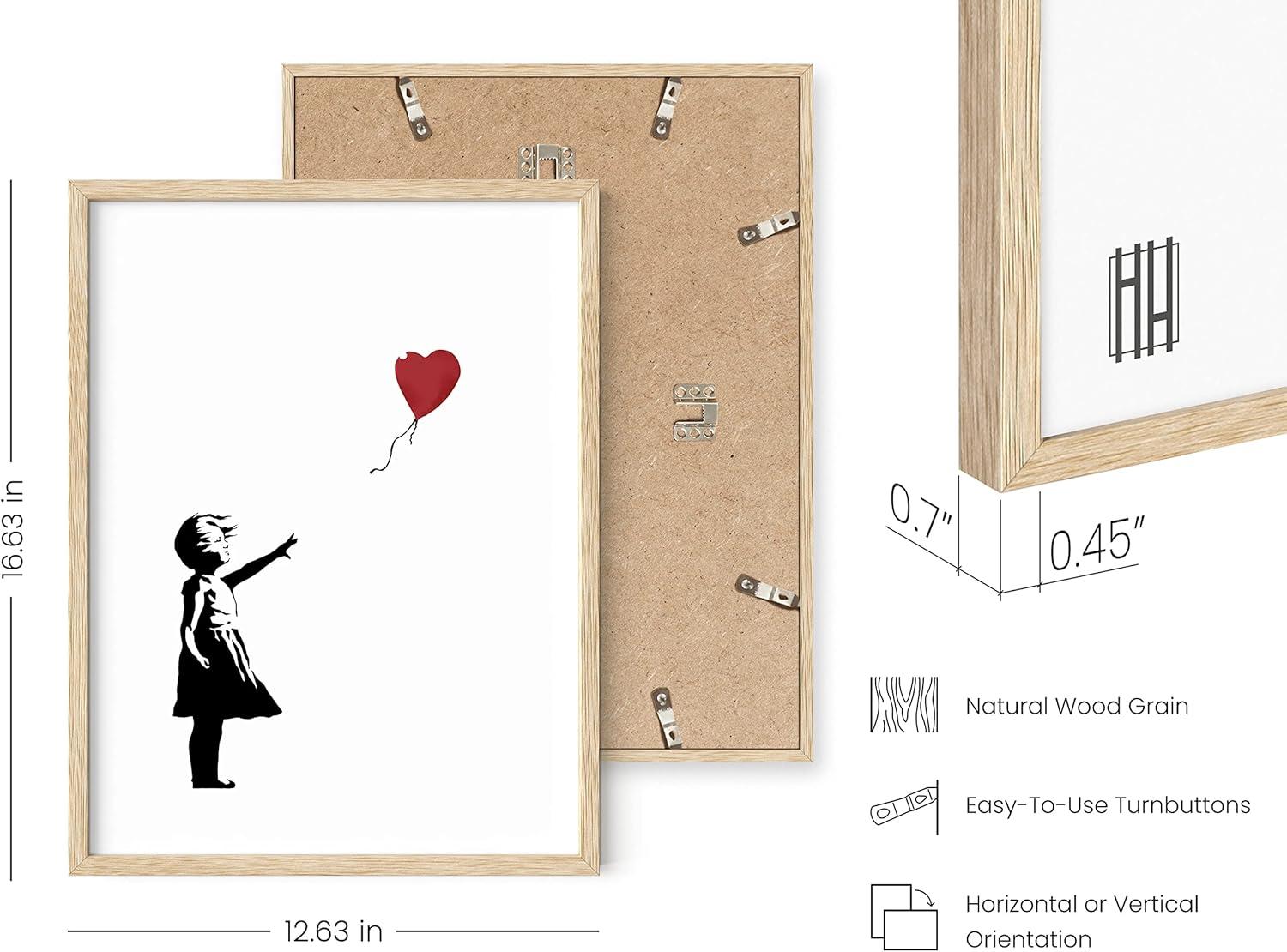 imageHAUS AND HUES Colorful Rain Graffiti Banksy Print  Street Art Wall Poster Ideal for Home and College Dorm Decor Beige Frame 24x36Banksy Girl With a Balloon