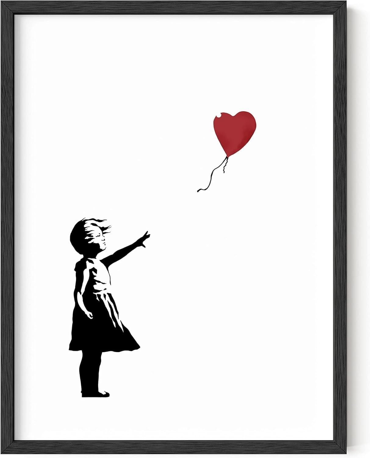 imageHAUS AND HUES Colorful Rain Graffiti Banksy Print  Street Art Wall Poster Ideal for Home and College Dorm Decor Beige Frame 24x36Banksy Girl With a Balloon