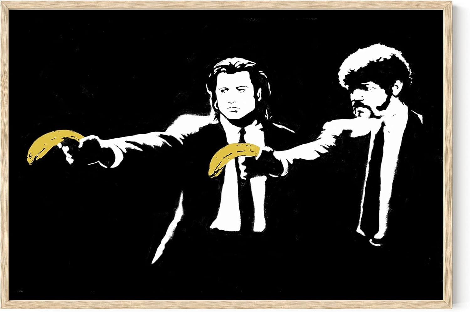imageHAUS AND HUES Colorful Rain Graffiti Banksy Print  Street Art Wall Poster Ideal for Home and College Dorm Decor Beige Frame 24x36Banksy Pulp Fiction