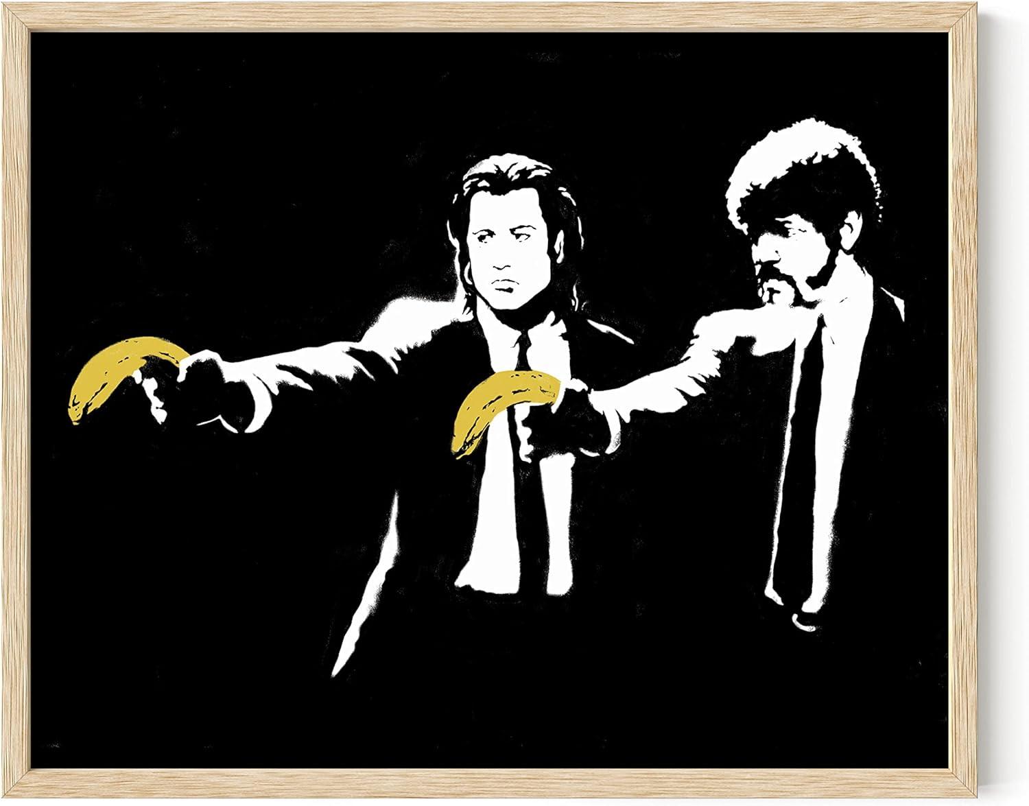 imageHAUS AND HUES Colorful Rain Graffiti Banksy Print  Street Art Wall Poster Ideal for Home and College Dorm Decor Beige Frame 24x36Banksy Pulp Fiction