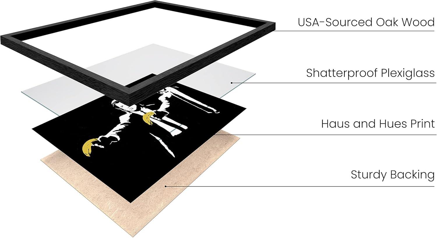 imageHAUS AND HUES Colorful Rain Graffiti Banksy Print  Street Art Wall Poster Ideal for Home and College Dorm Decor Beige Frame 24x36Banksy Pulp Fiction