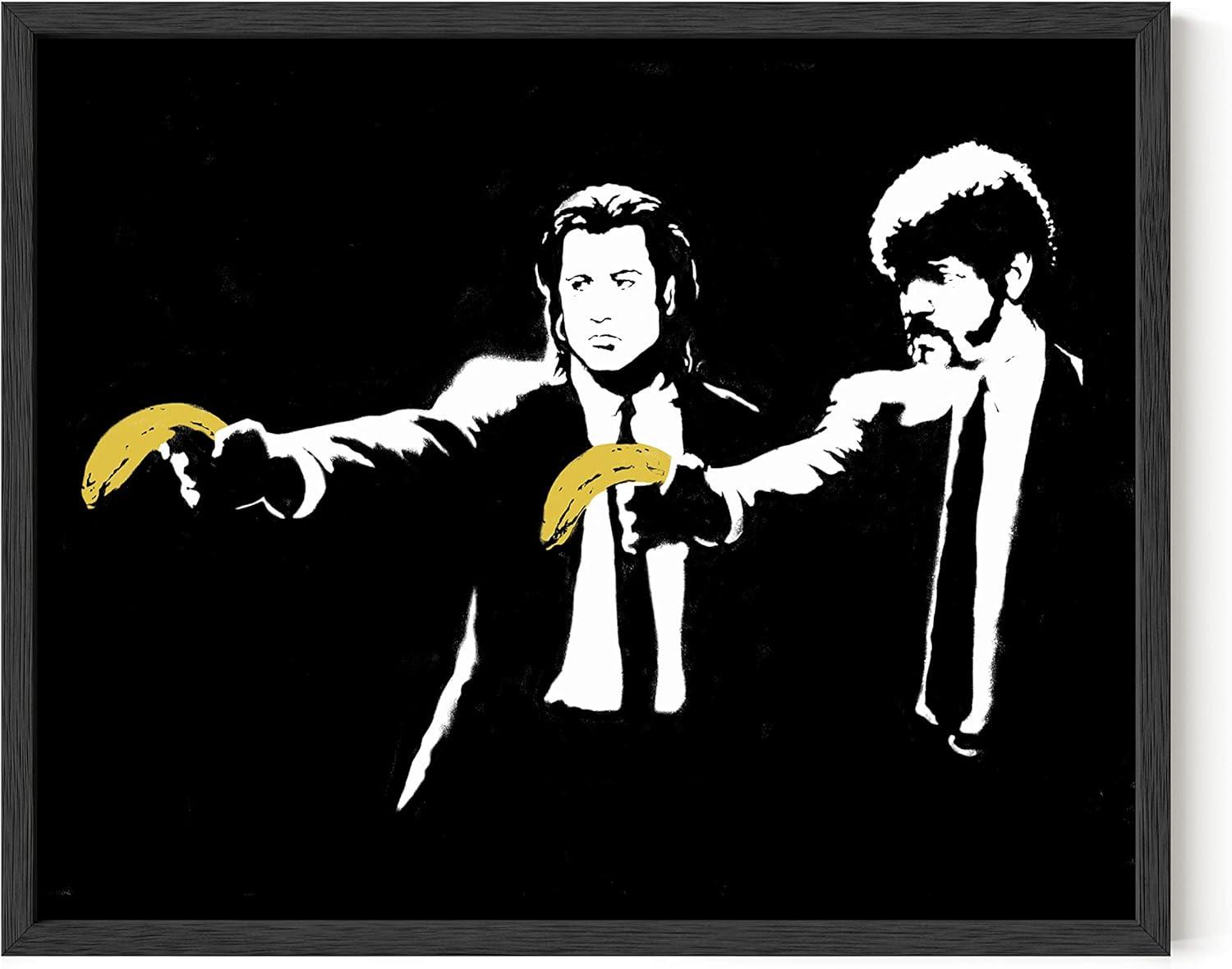 imageHAUS AND HUES Colorful Rain Graffiti Banksy Print  Street Art Wall Poster Ideal for Home and College Dorm Decor Beige Frame 24x36Banksy Pulp Fiction