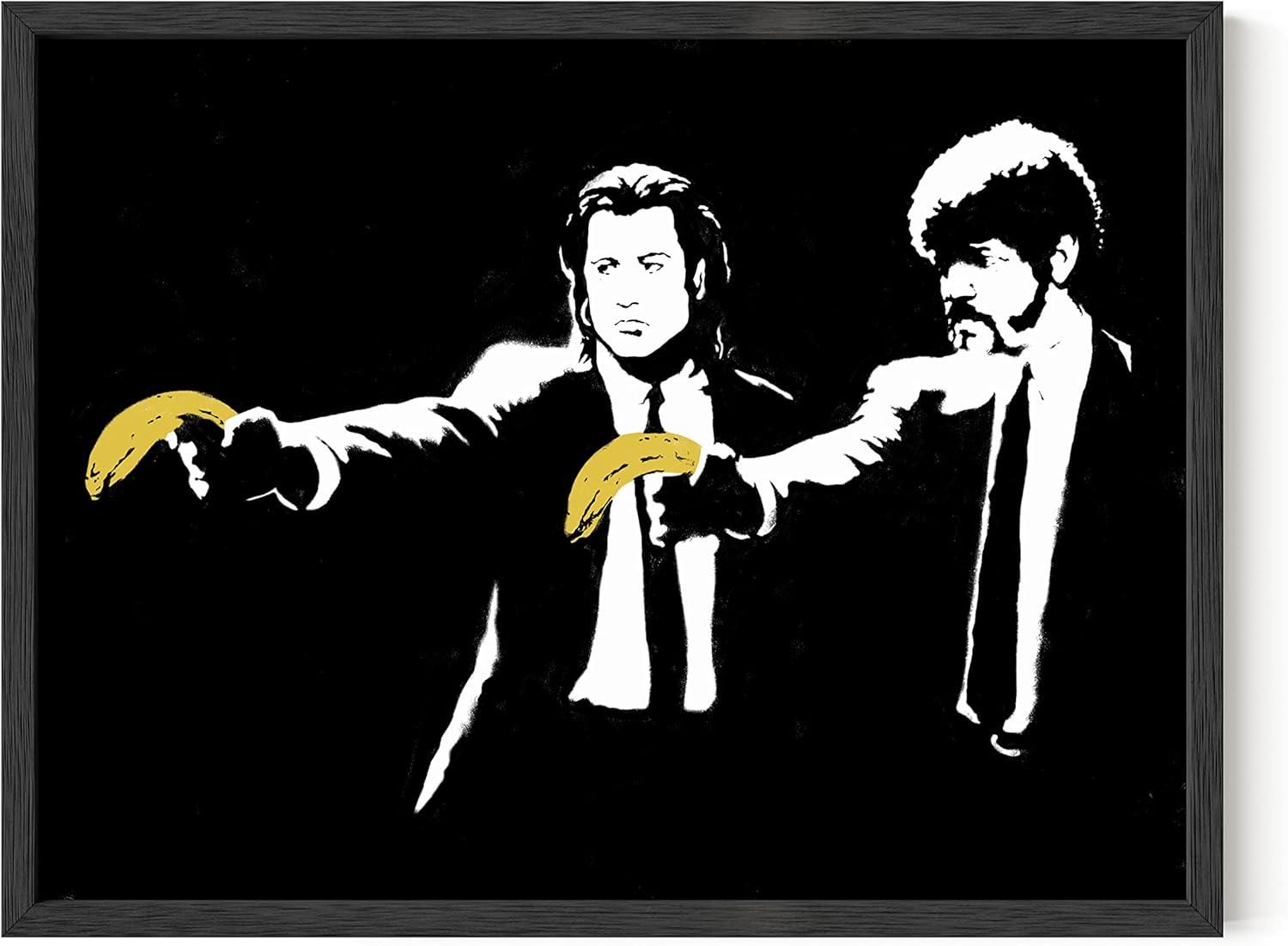 imageHAUS AND HUES Colorful Rain Graffiti Banksy Print  Street Art Wall Poster Ideal for Home and College Dorm Decor Beige Frame 24x36Banksy Pulp Fiction