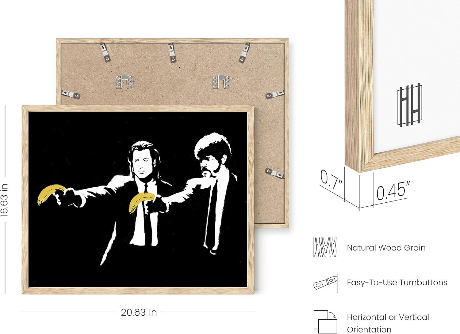 imageHAUS AND HUES Colorful Rain Graffiti Banksy Print  Street Art Wall Poster Ideal for Home and College Dorm Decor Beige Frame 24x36Banksy Pulp Fiction