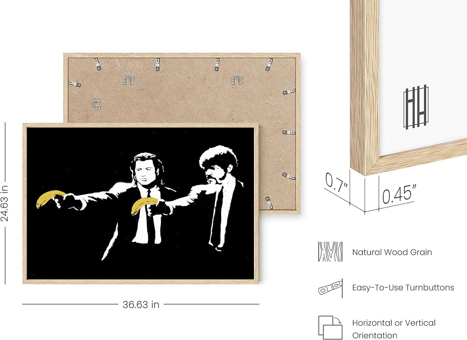 imageHAUS AND HUES Colorful Rain Graffiti Banksy Print  Street Art Wall Poster Ideal for Home and College Dorm Decor Beige Frame 24x36Banksy Pulp Fiction