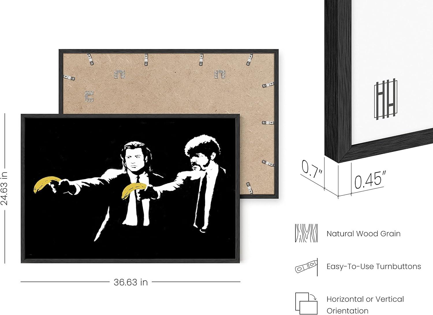 imageHAUS AND HUES Colorful Rain Graffiti Banksy Print  Street Art Wall Poster Ideal for Home and College Dorm Decor Beige Frame 24x36Banksy Pulp Fiction