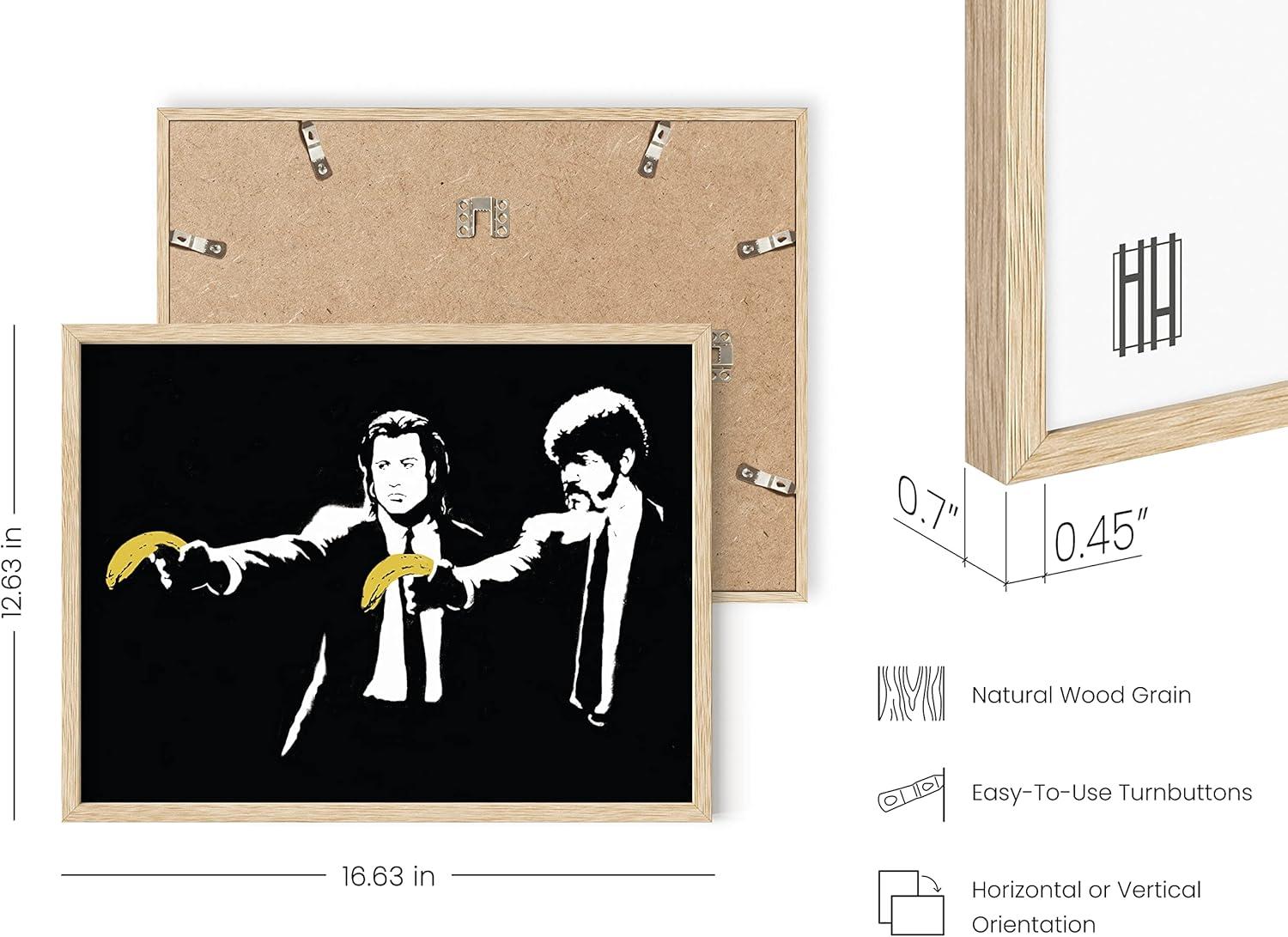 imageHAUS AND HUES Colorful Rain Graffiti Banksy Print  Street Art Wall Poster Ideal for Home and College Dorm Decor Beige Frame 24x36Banksy Pulp Fiction