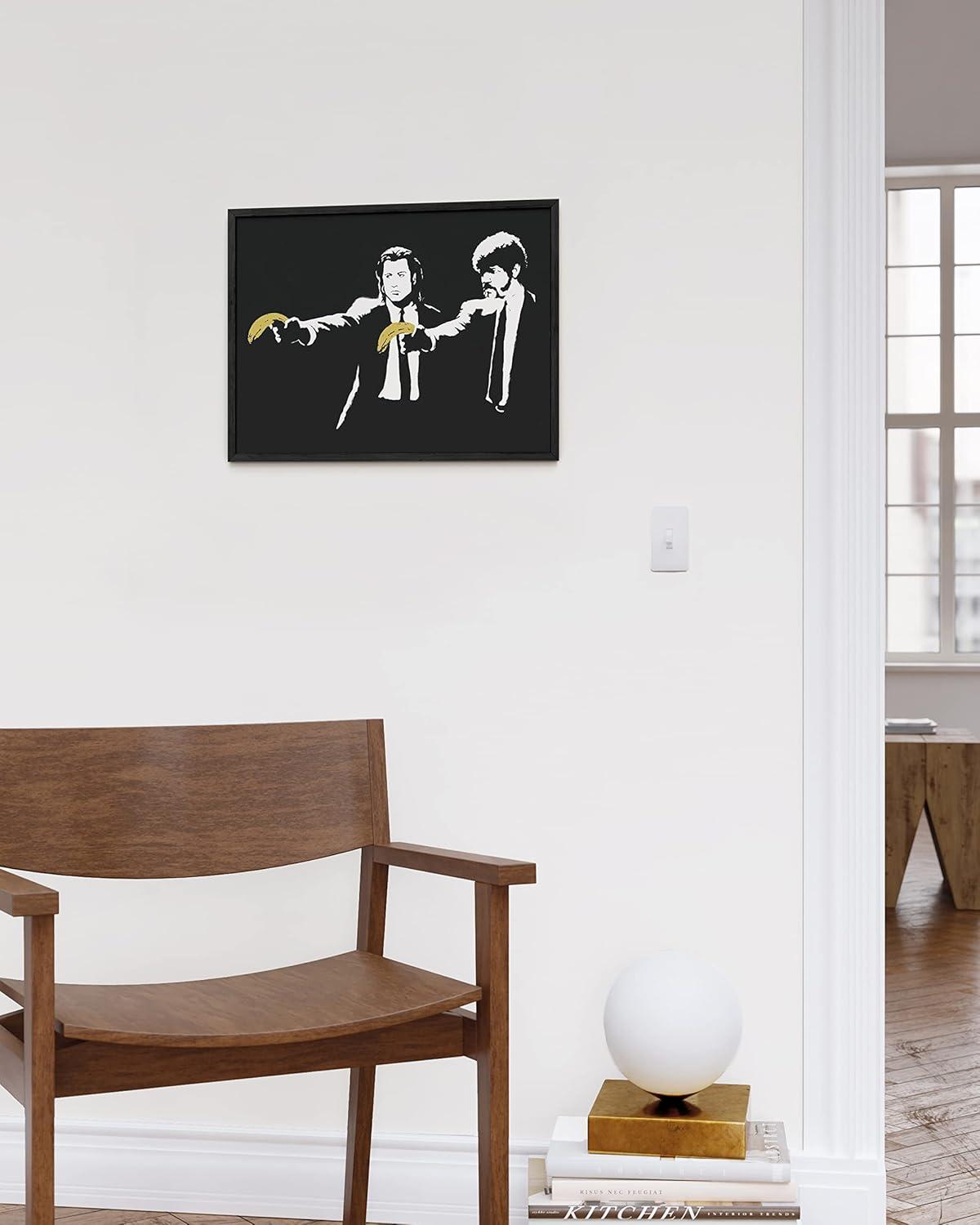 imageHAUS AND HUES Colorful Rain Graffiti Banksy Print  Street Art Wall Poster Ideal for Home and College Dorm Decor Beige Frame 24x36Banksy Pulp Fiction