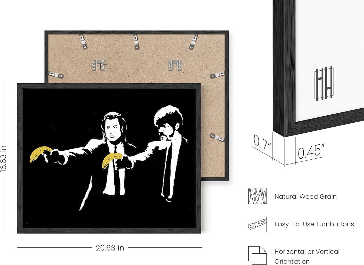 imageHAUS AND HUES Colorful Rain Graffiti Banksy Print  Street Art Wall Poster Ideal for Home and College Dorm Decor Beige Frame 24x36Banksy Pulp Fiction