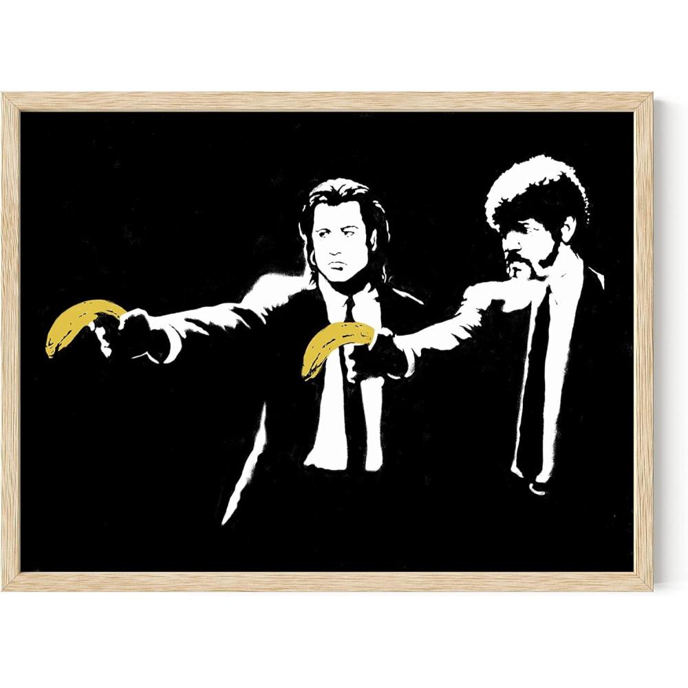 imageHAUS AND HUES Colorful Rain Graffiti Banksy Print  Street Art Wall Poster Ideal for Home and College Dorm Decor Beige Frame 24x36Banksy Pulp Fiction