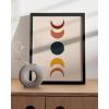imageHAUS AND HUES Boho Framed Wall Art  Southwestern Geometric Sun Print Mid Century Modern Decor Black Frame 12x16Colorful Moon