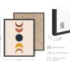 imageHAUS AND HUES Boho Framed Wall Art  Southwestern Geometric Sun Print Mid Century Modern Decor Black Frame 12x16Colorful Moon
