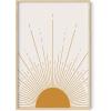 imageHAUS AND HUES Boho Framed Wall Art  Southwestern Geometric Sun Print Mid Century Modern Decor Black Frame 12x16Mid Century Sun