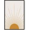 imageHAUS AND HUES Boho Framed Wall Art  Southwestern Geometric Sun Print Mid Century Modern Decor Black Frame 12x16Mid Century Sun