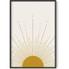 imageHAUS AND HUES Boho Framed Wall Art  Southwestern Geometric Sun Print Mid Century Modern Decor Black Frame 12x16Mid Century Sun