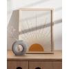 imageHAUS AND HUES Boho Framed Wall Art  Southwestern Geometric Sun Print Mid Century Modern Decor Black Frame 12x16Mid Century Sun