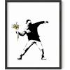 imageHAUS AND HUES Colorful Rain Graffiti Banksy Print  Street Art Wall Poster Ideal for Home and College Dorm Decor Beige Frame 24x36Banksy Flower Thrower