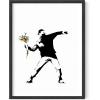 imageHAUS AND HUES Colorful Rain Graffiti Banksy Print  Street Art Wall Poster Ideal for Home and College Dorm Decor Beige Frame 24x36Banksy Flower Thrower