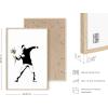 imageHAUS AND HUES Colorful Rain Graffiti Banksy Print  Street Art Wall Poster Ideal for Home and College Dorm Decor Beige Frame 24x36Banksy Flower Thrower