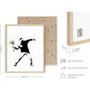 imageHAUS AND HUES Colorful Rain Graffiti Banksy Print  Street Art Wall Poster Ideal for Home and College Dorm Decor Beige Frame 24x36Banksy Flower Thrower