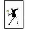 imageHAUS AND HUES Colorful Rain Graffiti Banksy Print  Street Art Wall Poster Ideal for Home and College Dorm Decor Beige Frame 24x36Banksy Flower Thrower