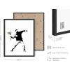 imageHAUS AND HUES Colorful Rain Graffiti Banksy Print  Street Art Wall Poster Ideal for Home and College Dorm Decor Beige Frame 24x36Banksy Flower Thrower